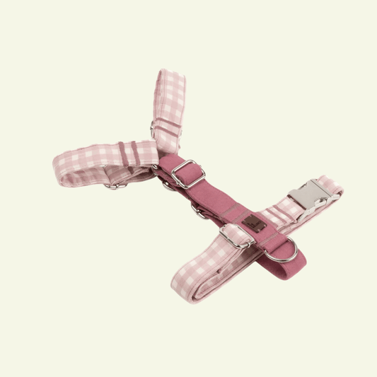 Marieth | Harnais en H pour chien vichy pastel, fait main - Jean-Poil - S