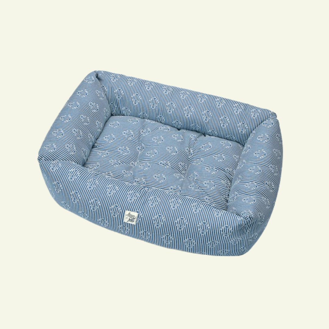 Marina| Panier en coton à rayures et motif marin - fabrication artisanale - Jean - Poil - XS