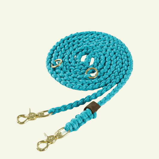 Maritime | Laisse multipositions pour chien en corde – Finition laiton ou acier (9 coloris) - Jean - Poil - Bleu turquoise