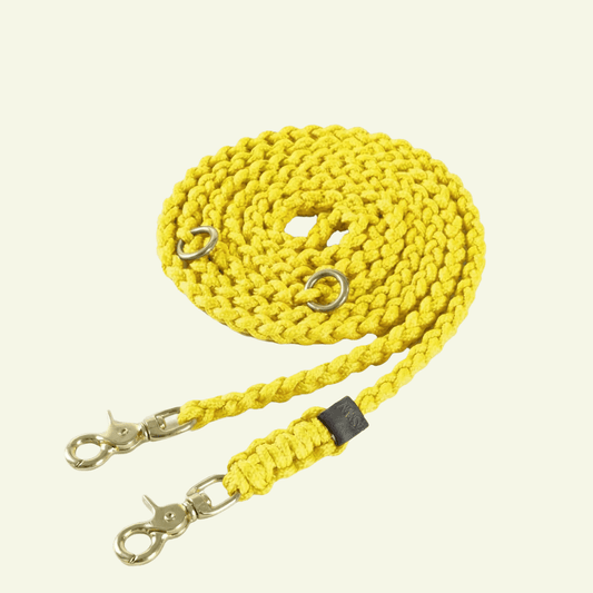 Maritime | Laisse multipositions pour chien en corde – Finition laiton ou acier (9 coloris) - Jean - Poil - Jaune