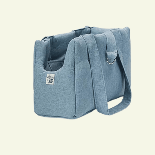 Matthias | Sac de transport en tissus doux - fabrication artisanale - Jean - Poil - Bleu clair