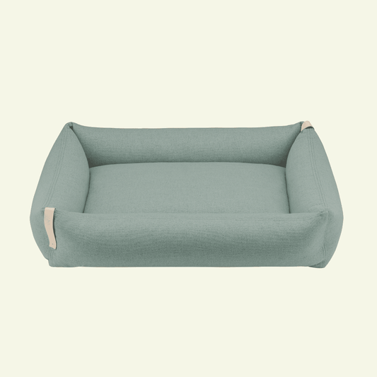 Moe | Panier pour chien design - mousse orthopédique & housse amovible - Jean - Poil - Vert clair