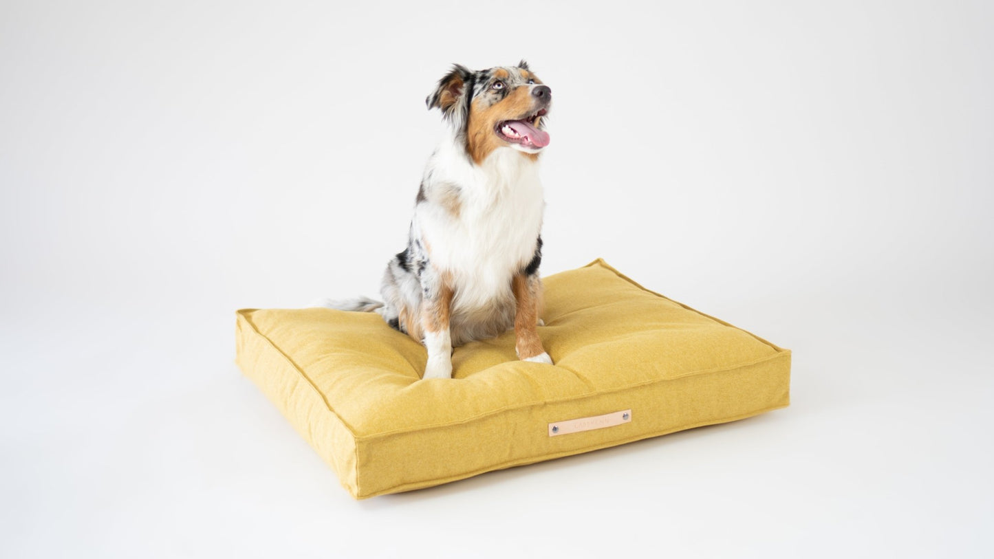 Movik | Matelas orthopédique pour chien - Jean - Poil - Jaune