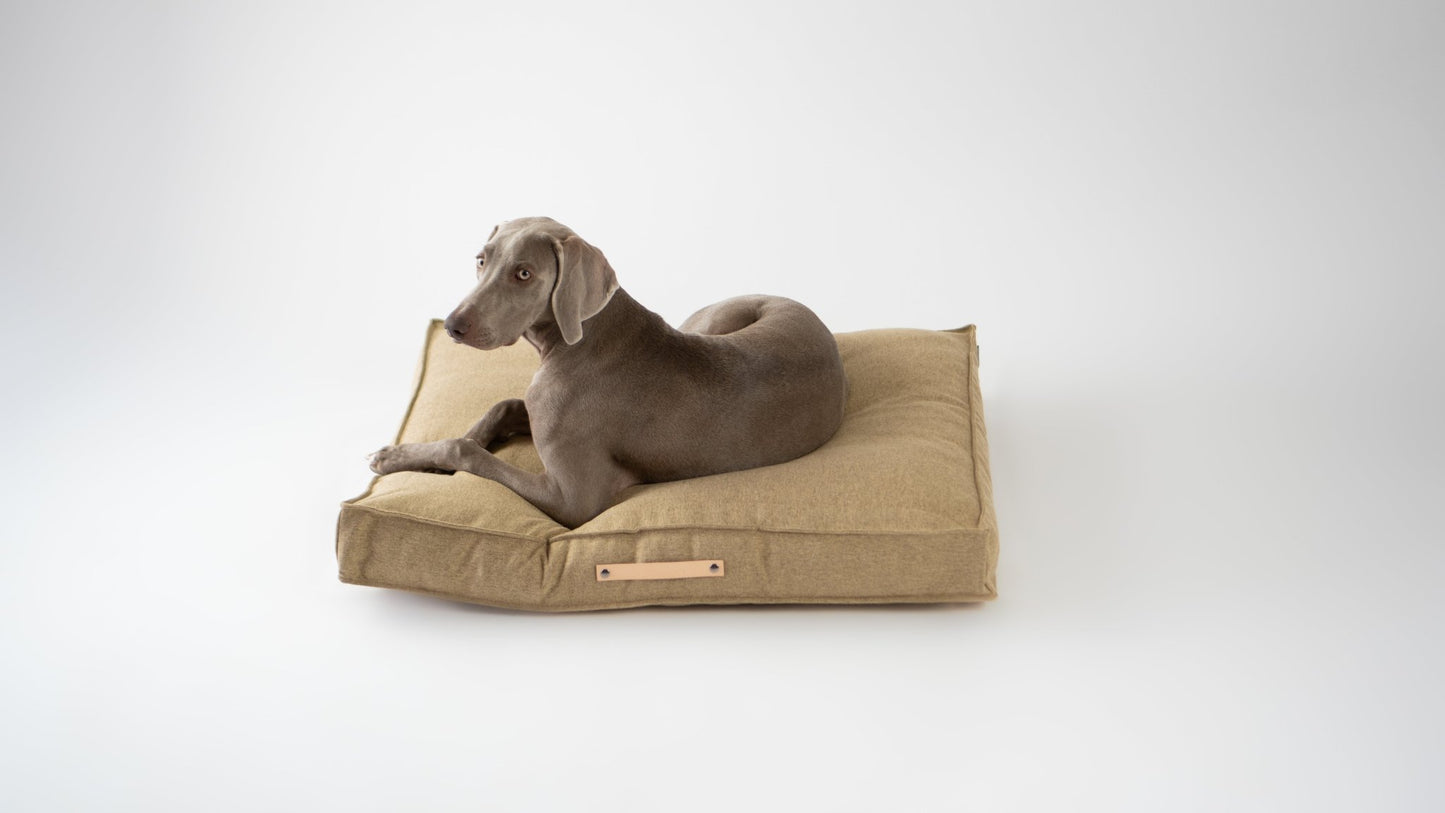 Movik | Matelas orthopédique pour chien - Jean - Poil - Jaune