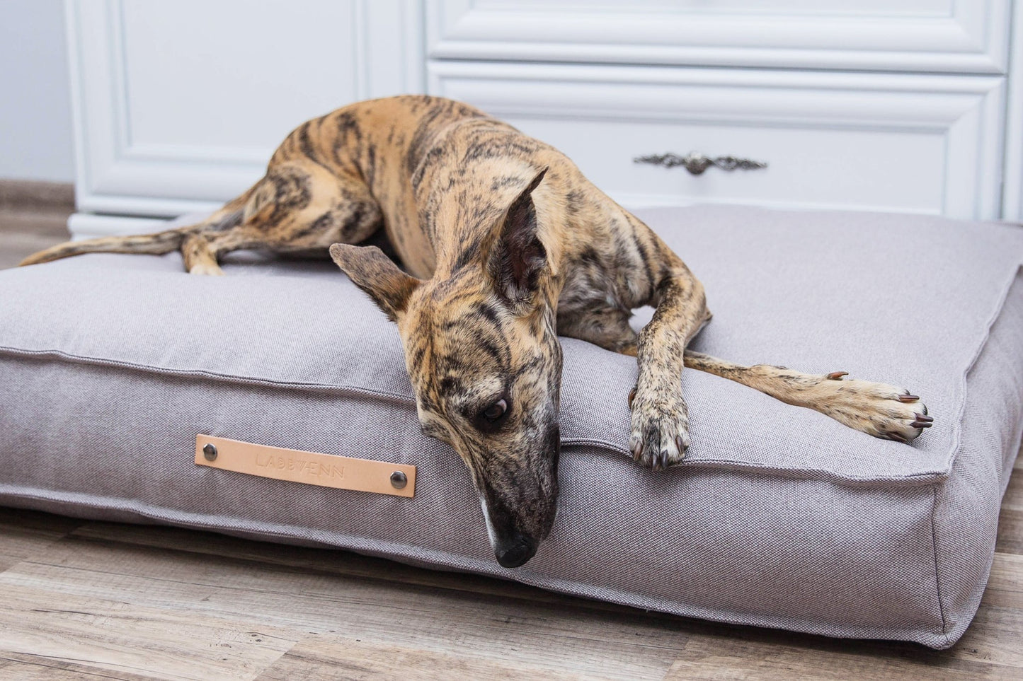 Movik | Matelas orthopédique pour chien - Jean - Poil - Jaune