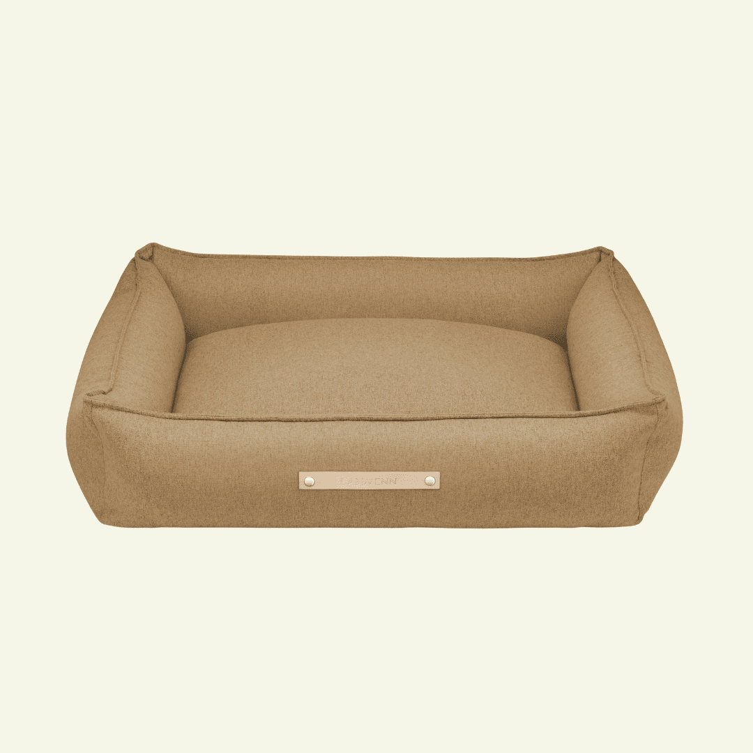 Movik | Panier orthopédique pour chien, housse amovible - Jean - Poil - Biscuit