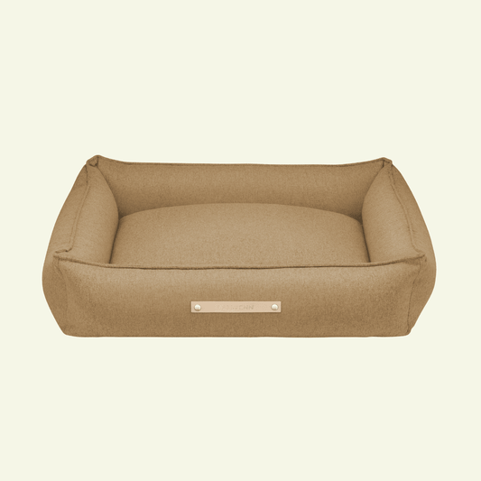 Movik | Panier orthopédique pour chien, housse amovible - Jean - Poil - Biscuit