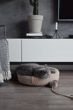 Musse | Jouet design pour chat en cuir et plumes - Jean - Poil - Marron