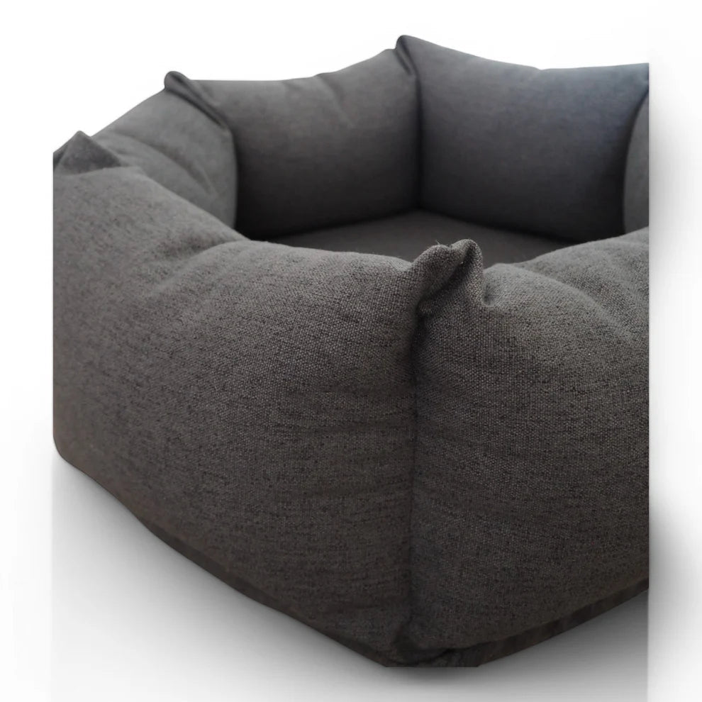 Nest | Panier cocooning sécurisé pour chat à bords enveloppants - Jean - Poil - Anthracite