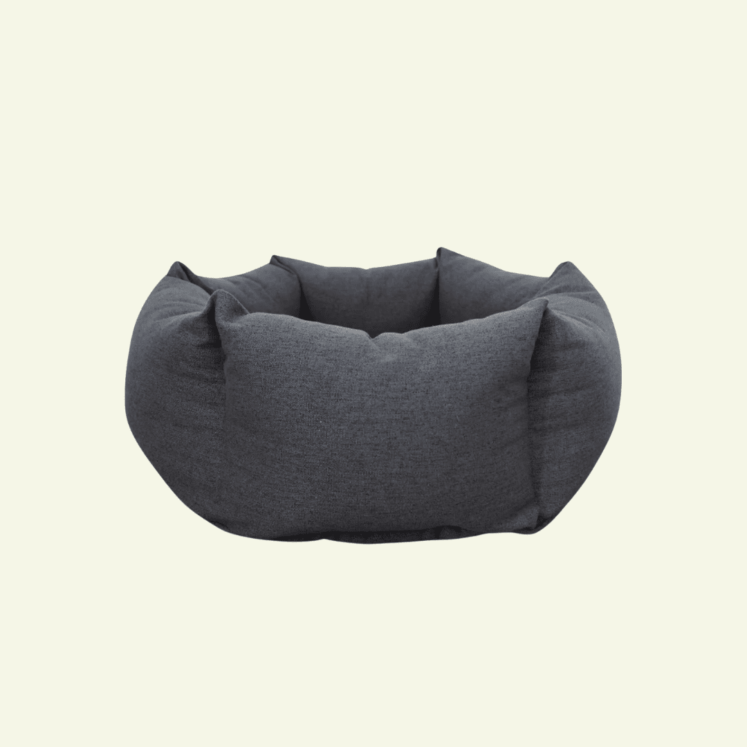 Nest | Panier cocooning sécurisé pour chat à bords enveloppants - Jean - Poil - Anthracite