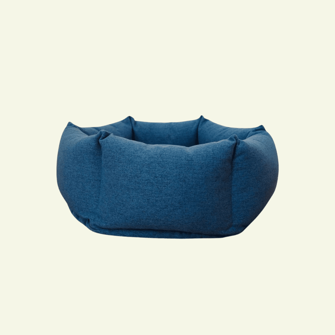Nest | Panier cocooning sécurisé pour chat à bords enveloppants - Jean - Poil - Bleu