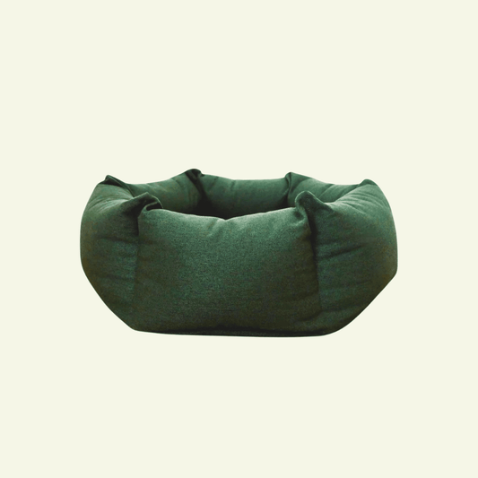 Nest | Panier cocooning sécurisé pour chat à bords enveloppants - Jean - Poil - Vert