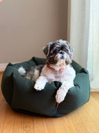 Nest | Panier orthopédique cocooning pour chien en matériaux recyclés - Jean - Poil - Rose