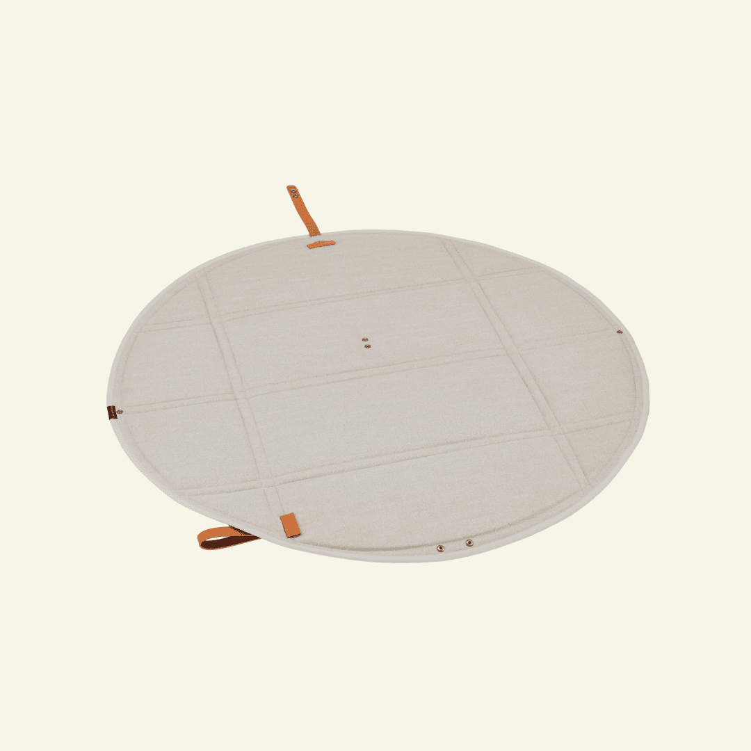 Okka | Tapis de voyage pliable pour chien avec sangles en cuir - Jean - Poil - Beige