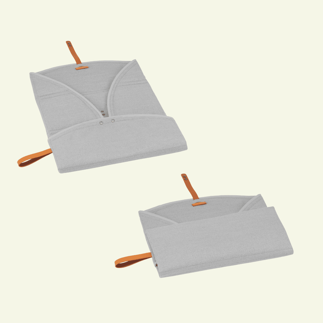 Okka | Tapis de voyage pliable pour chien avec sangles en cuir - Jean - Poil - Gris clair