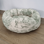 Panama cuccia | Panier rond pour chien et chat Toile de Jouy Vert - Jean-Poil -