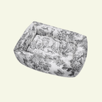 Panama | Panier en coton Toile de Jouy pour chien, déhoussable - fabrication artisanale - Jean - Poil - Anthracite