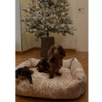 Panama | Panier en coton Toile de Jouy pour chien, déhoussable - fabrication artisanale - Jean - Poil - Bleu marine