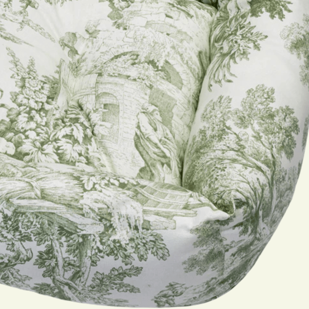 Panama | Panier en coton Toile de Jouy pour chien, déhoussable - fabrication artisanale - Jean - Poil - Bleu marine