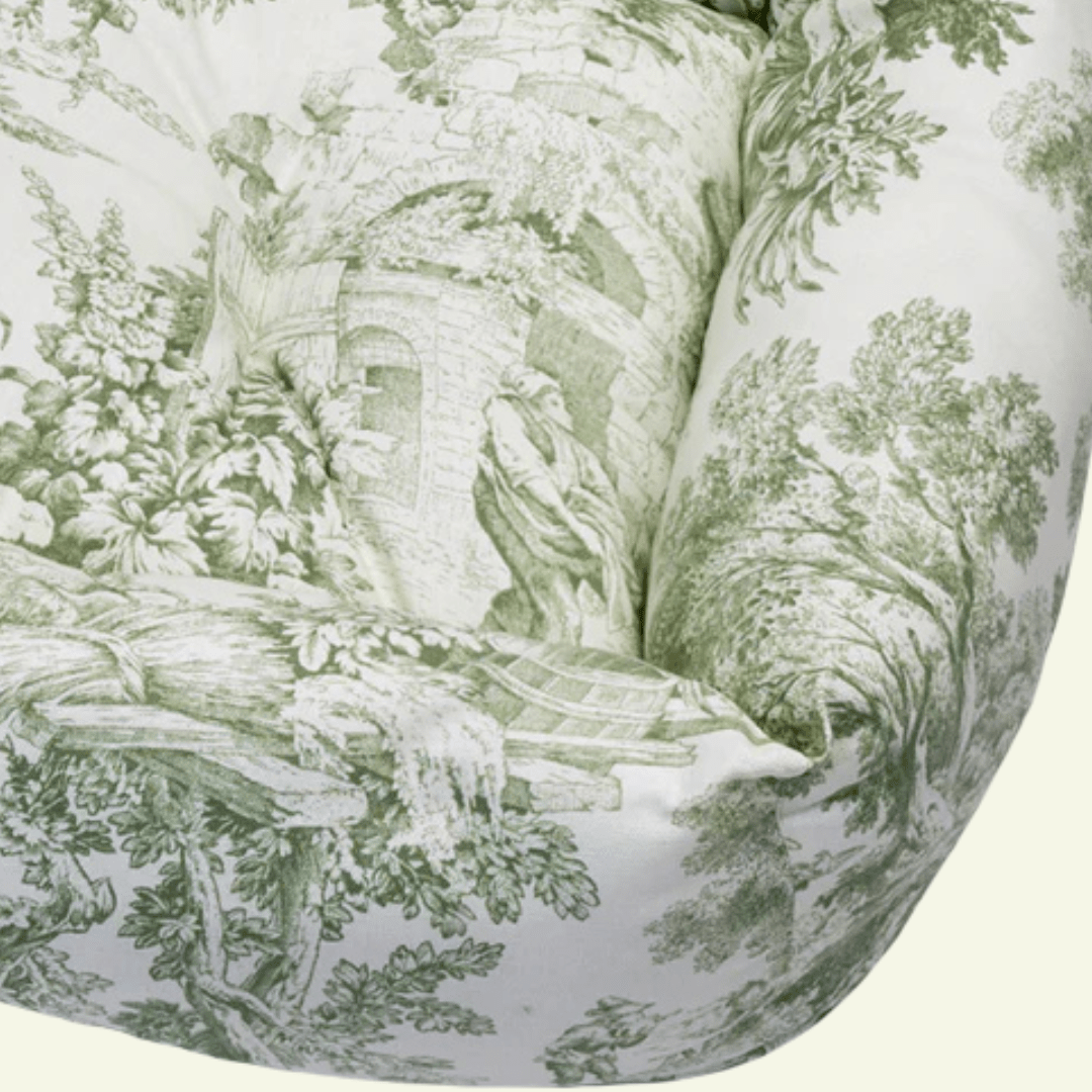 Panama | Panier en coton Toile de Jouy pour chien, déhoussable - fabrication artisanale - Jean - Poil - Bleu marine