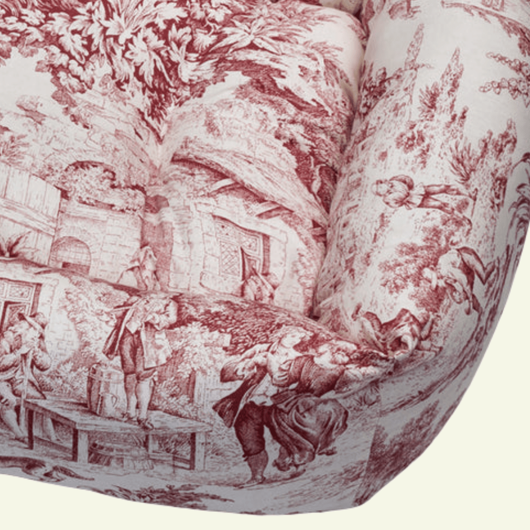 Panama | Panier en coton Toile de Jouy pour chien, déhoussable - fabrication artisanale - Jean - Poil - Bleu marine