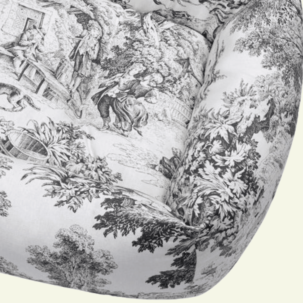 Panama | Panier en coton Toile de Jouy pour chien, déhoussable - fabrication artisanale - Jean - Poil - Bleu marine
