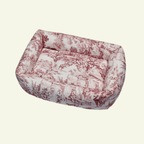 Panama | Panier en coton Toile de Jouy pour chien, déhoussable - fabrication artisanale - Jean - Poil - Rouge