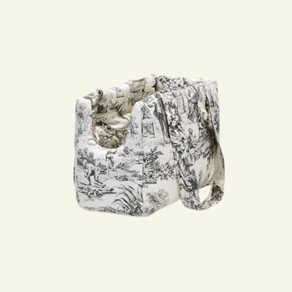Panama | Sac de transport pour chien motif Toile de Jouy - fabrication artisanale - Jean - Poil - Anthracite