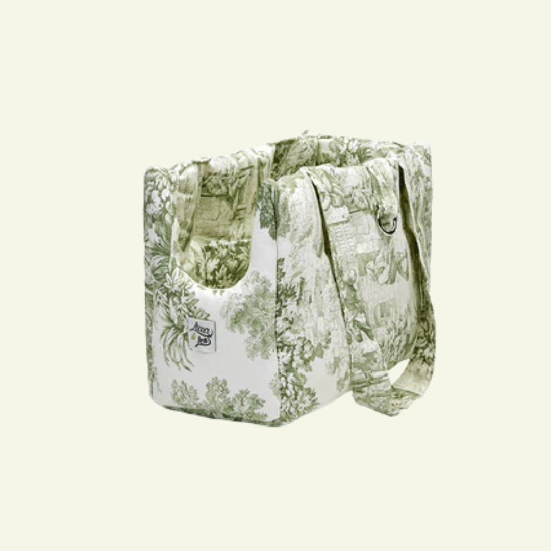 Panama | Sac de transport pour chien motif Toile de Jouy - fabrication artisanale - Jean - Poil - Vert