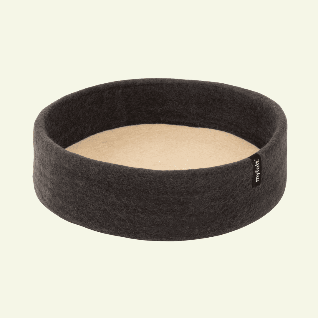 Panier pour chat en laine feutrée naturelle gris, personnalisable - Jean - Poil - Beige