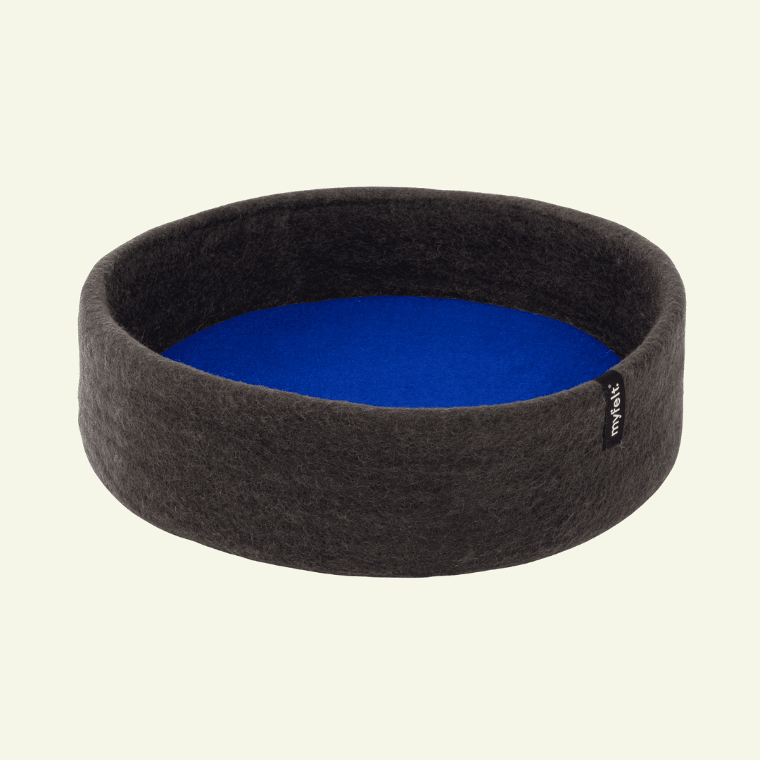 Panier pour chat en laine feutrée naturelle gris, personnalisable - Jean - Poil - Bleu