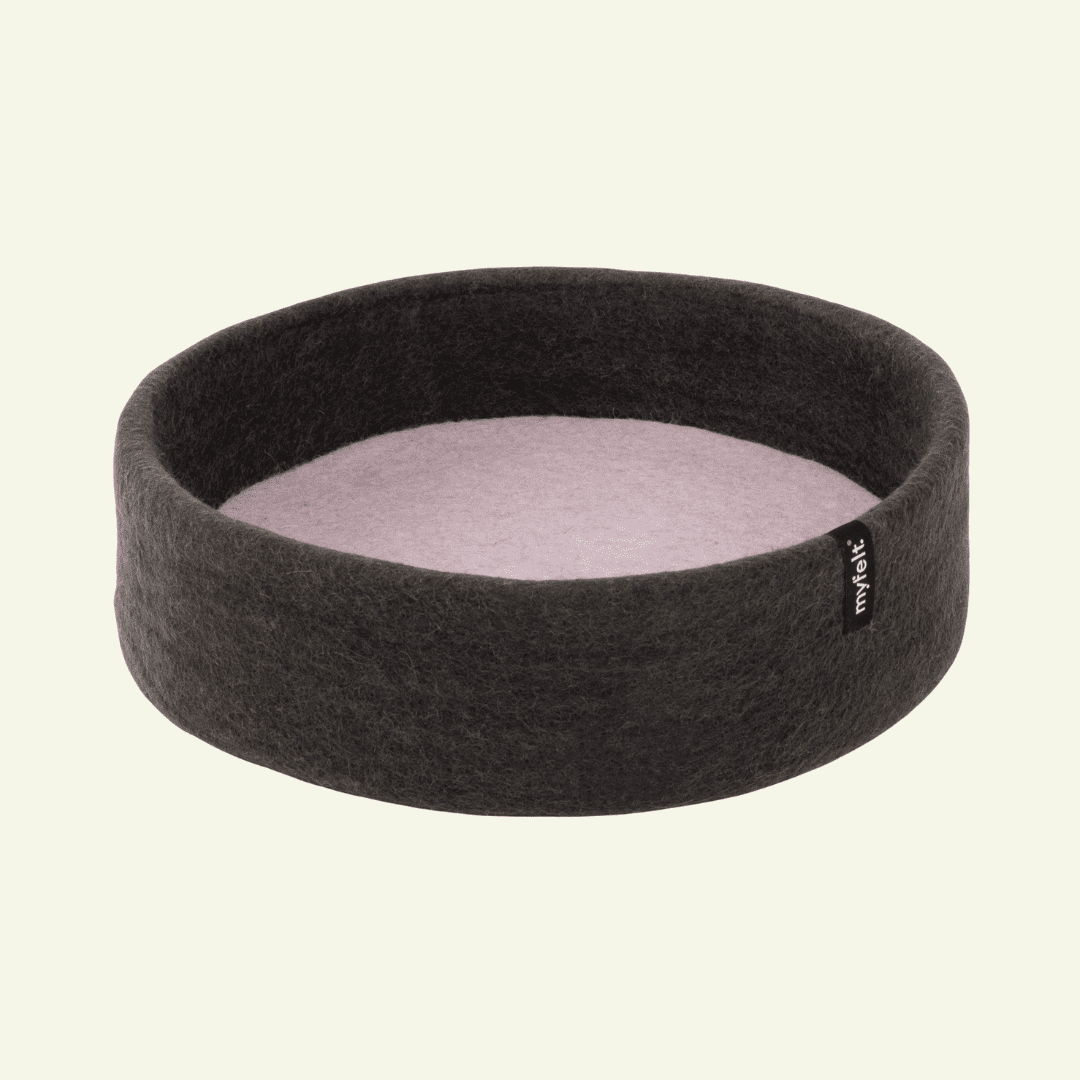 Panier pour chat en laine feutrée naturelle gris, personnalisable - Jean - Poil - Rose