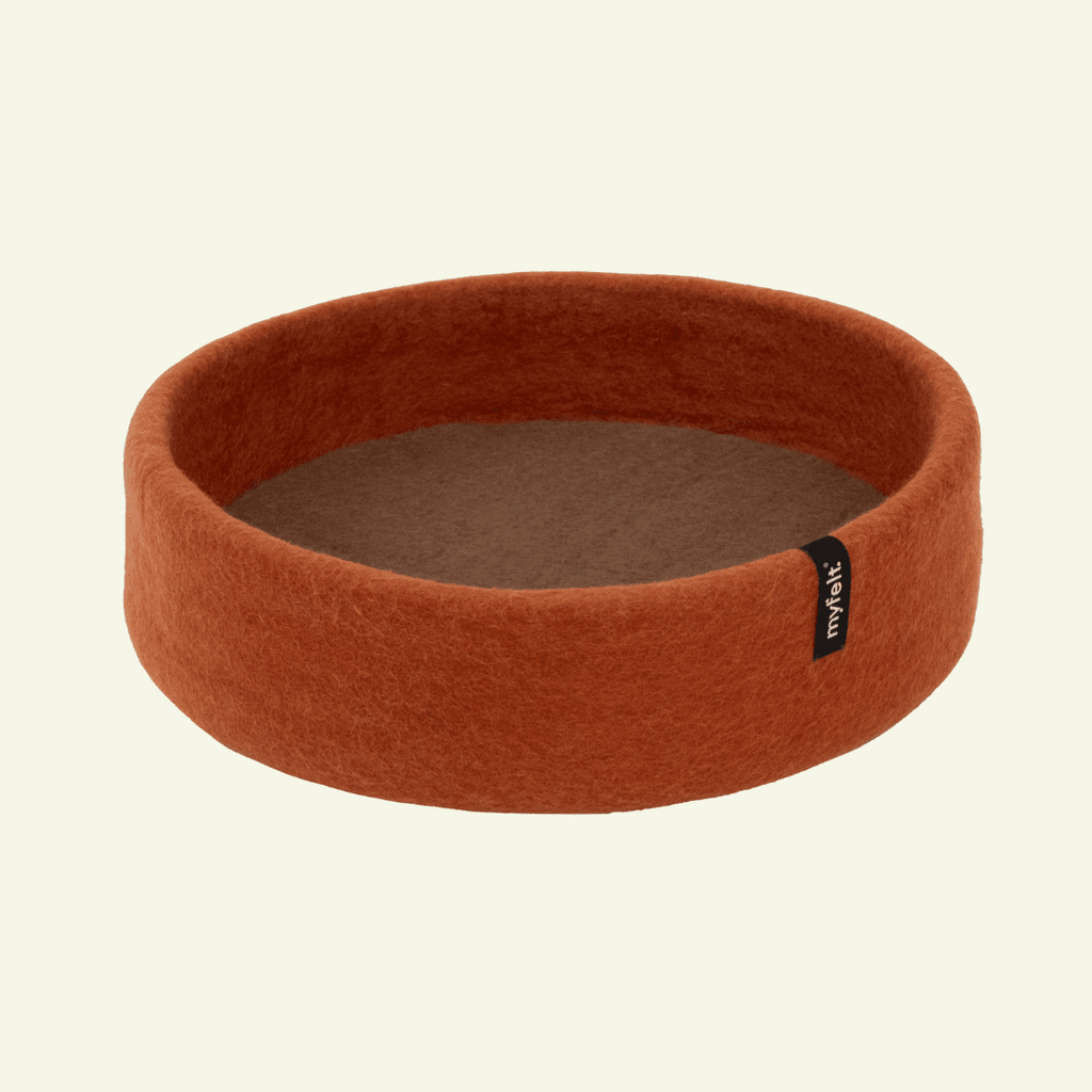 Panier pour chat en laine feutrée naturelle rouille, personnalisable - Jean - Poil - Marron