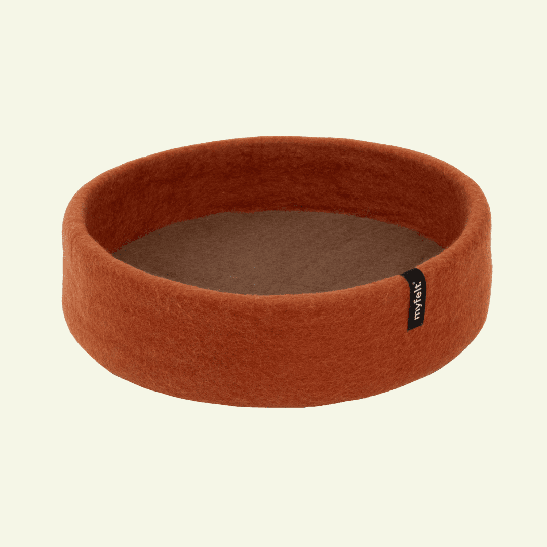 Panier pour chat en laine feutrée naturelle rouille, personnalisable - Jean - Poil - Marron