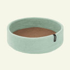 Panier pour chat en laine feutrée naturelle vert sauge, personnalisable - Jean - Poil - Marron