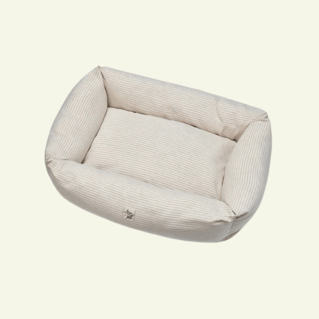 Piana | Panier en coton à rayures fines, déhoussable - fabrication artisanale - Jean - Poil - Beige