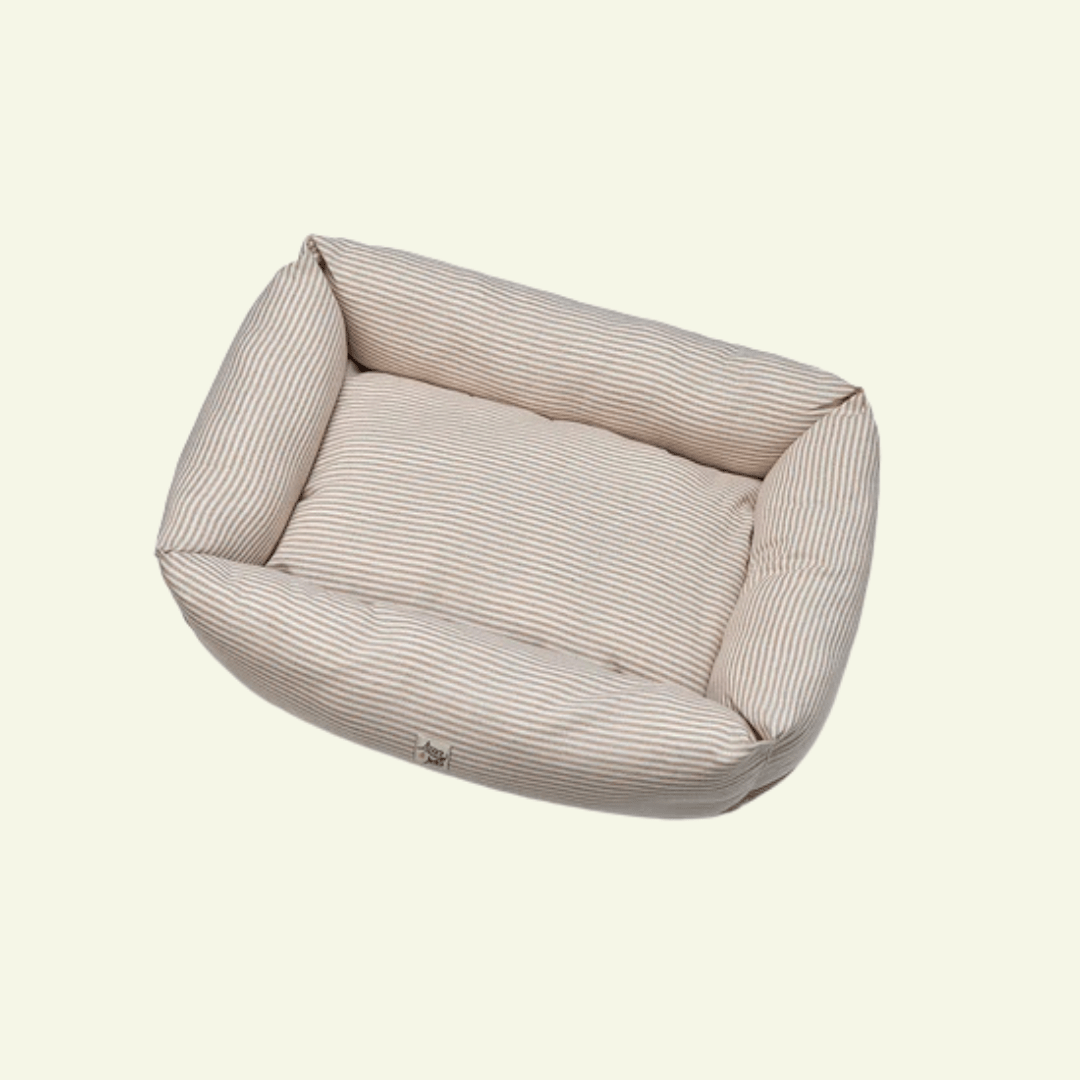 Piana | Panier en coton à rayures fines, déhoussable - fabrication artisanale - Jean - Poil - Marron