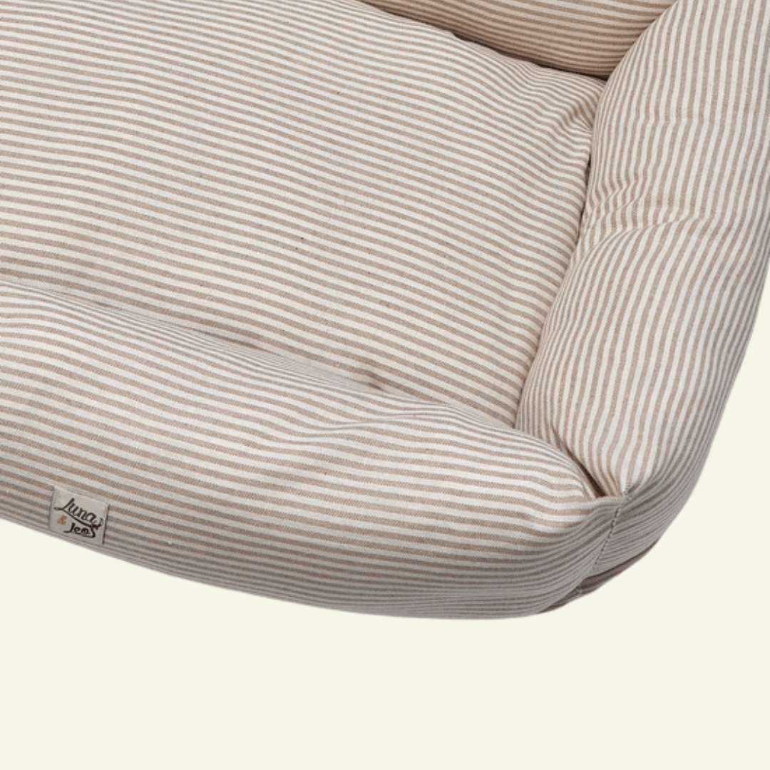 Piana | Panier en coton à rayures fines, déhoussable - fabrication artisanale - Jean - Poil - Vert clair