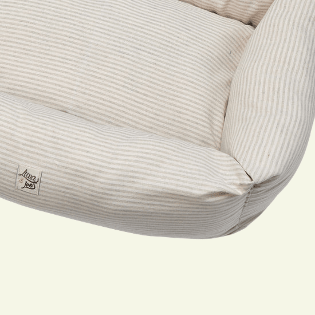 Piana | Panier en coton à rayures fines, déhoussable - fabrication artisanale - Jean - Poil - Vert clair
