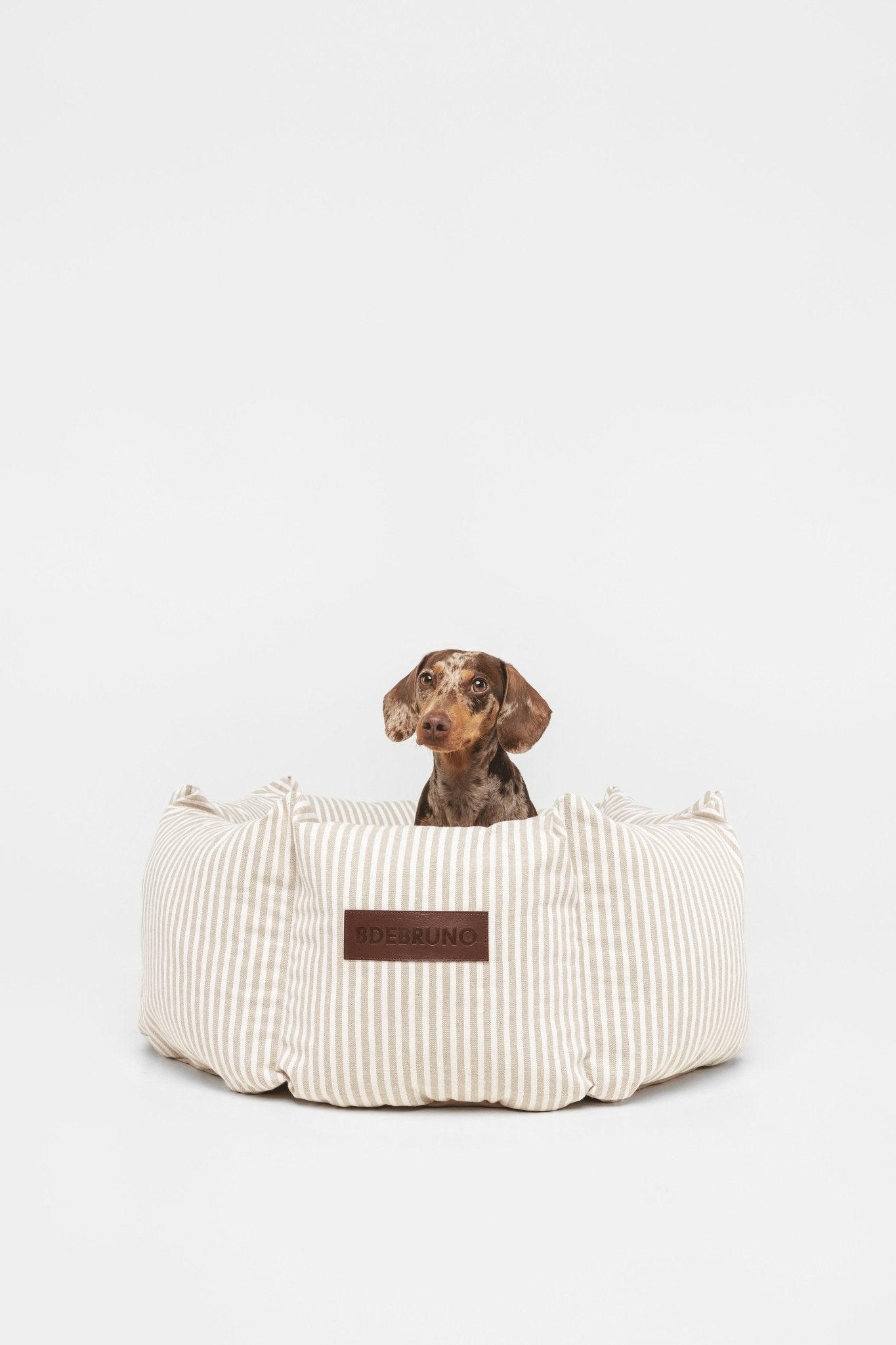 Puglia Cupcake | Panier rond pour chien à rayures, fait main - Jean - Poil - S
