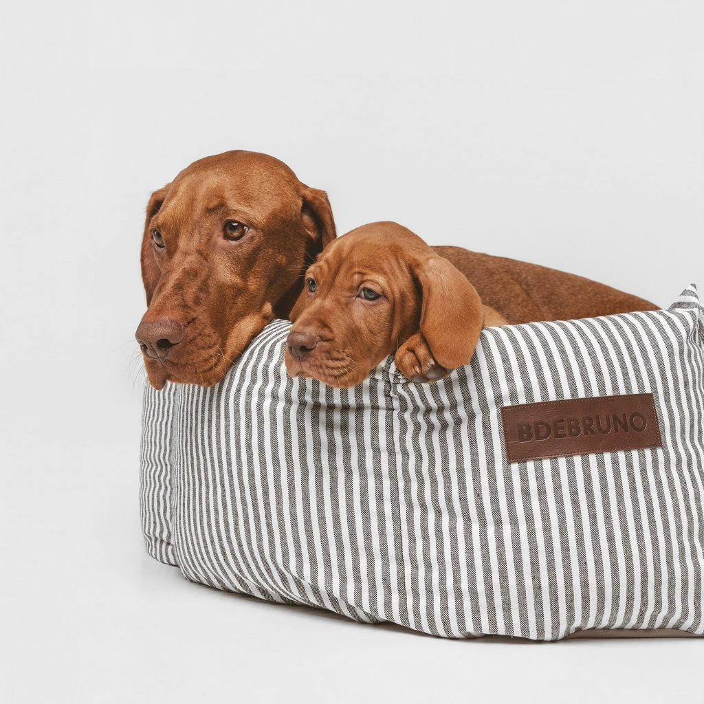 Puglia Cupcake | Panier rond pour chien à rayures, fait main - Jean - Poil - S