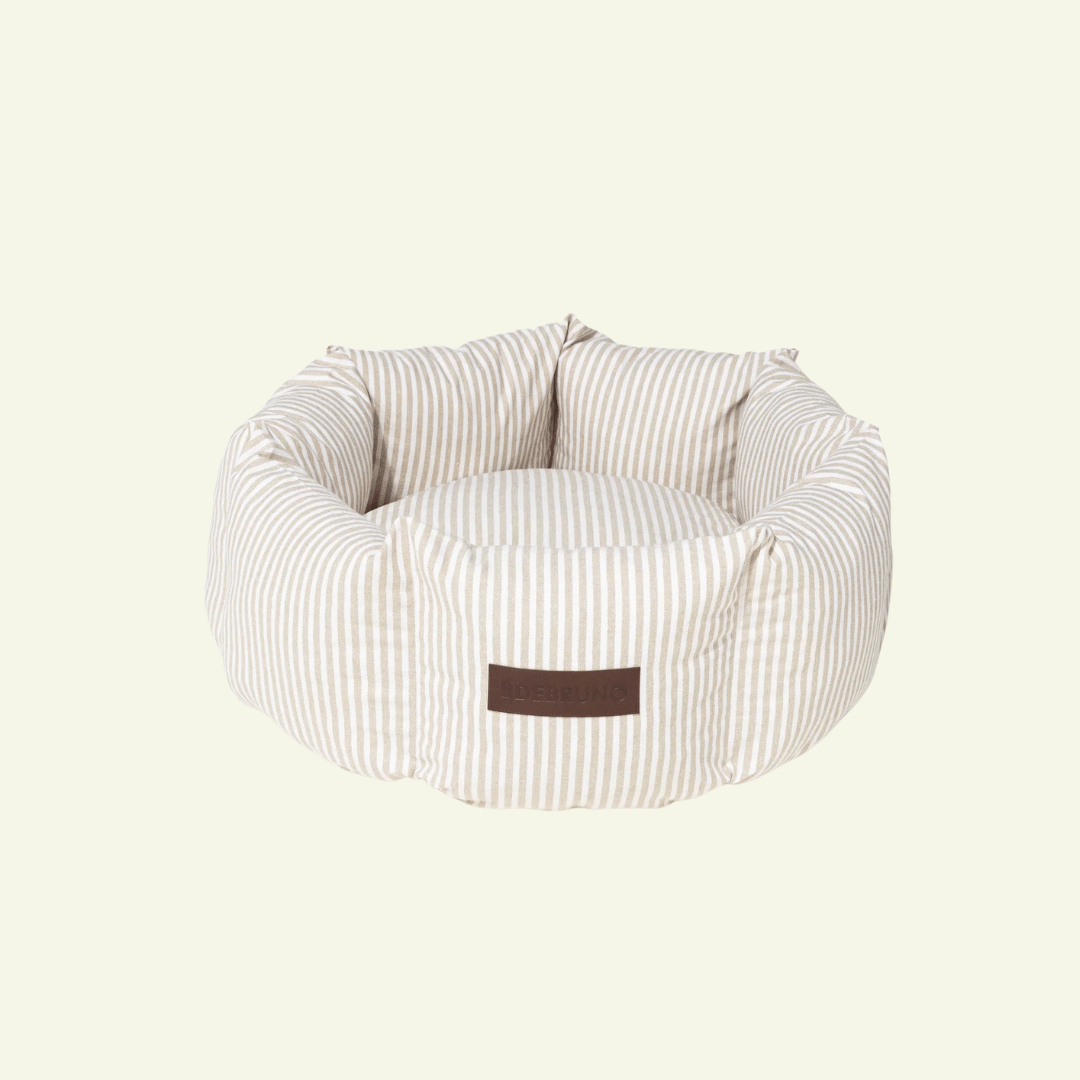 Puglia Cupcake | Panier rond pour chien à rayures, fait main - Jean - Poil - S