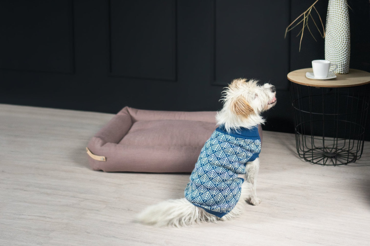Pullo | Pull pour chien en laine italienne - Jean - Poil - Marine