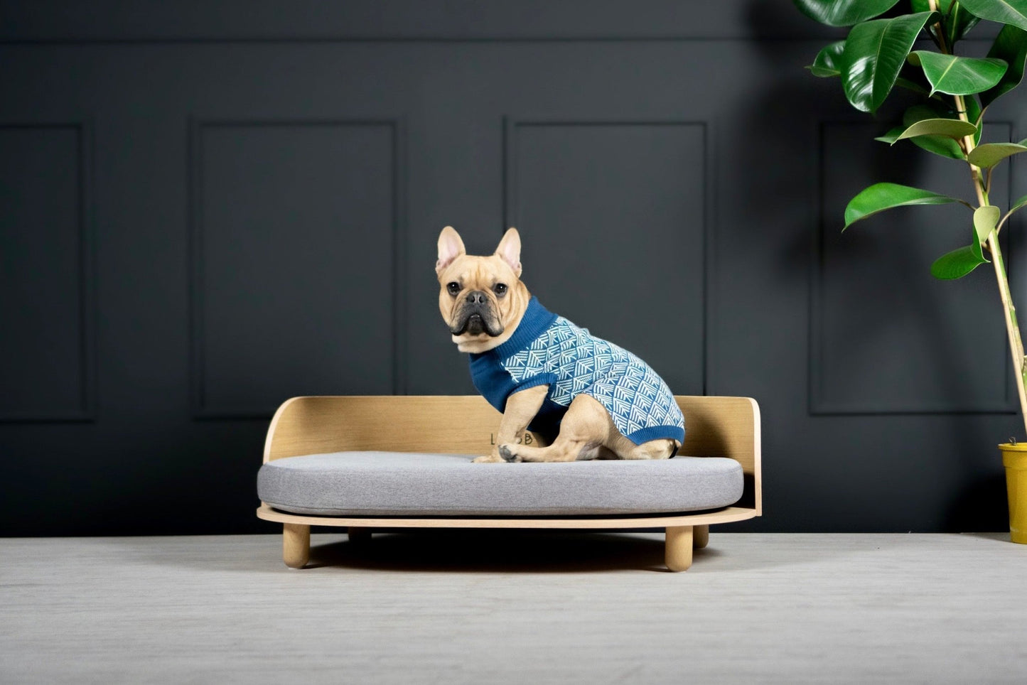 Pullo | Pull pour chien en laine italienne - Jean - Poil - Marine