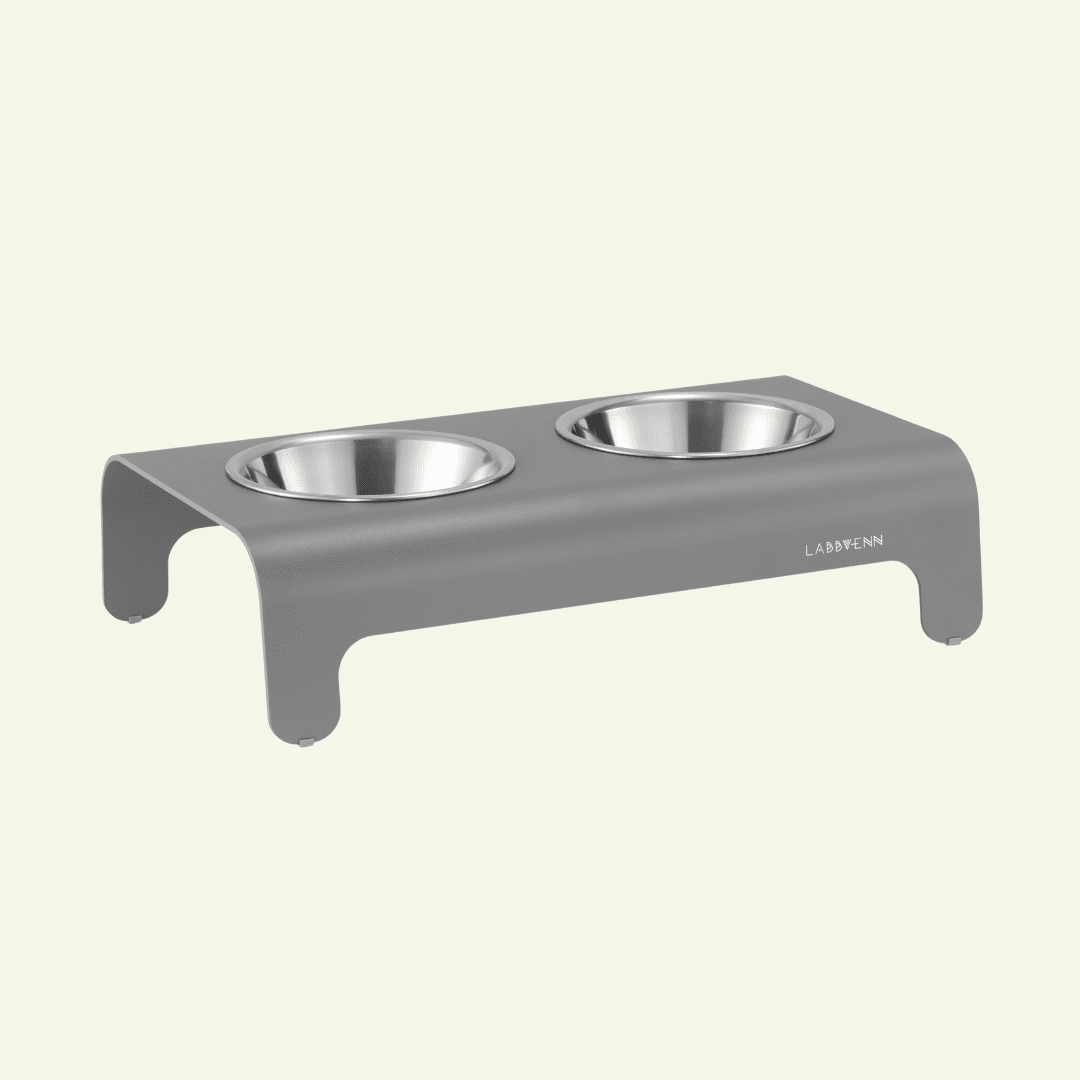 Rico | Double gamelle design pour chat - Jean - Poil - Gris
