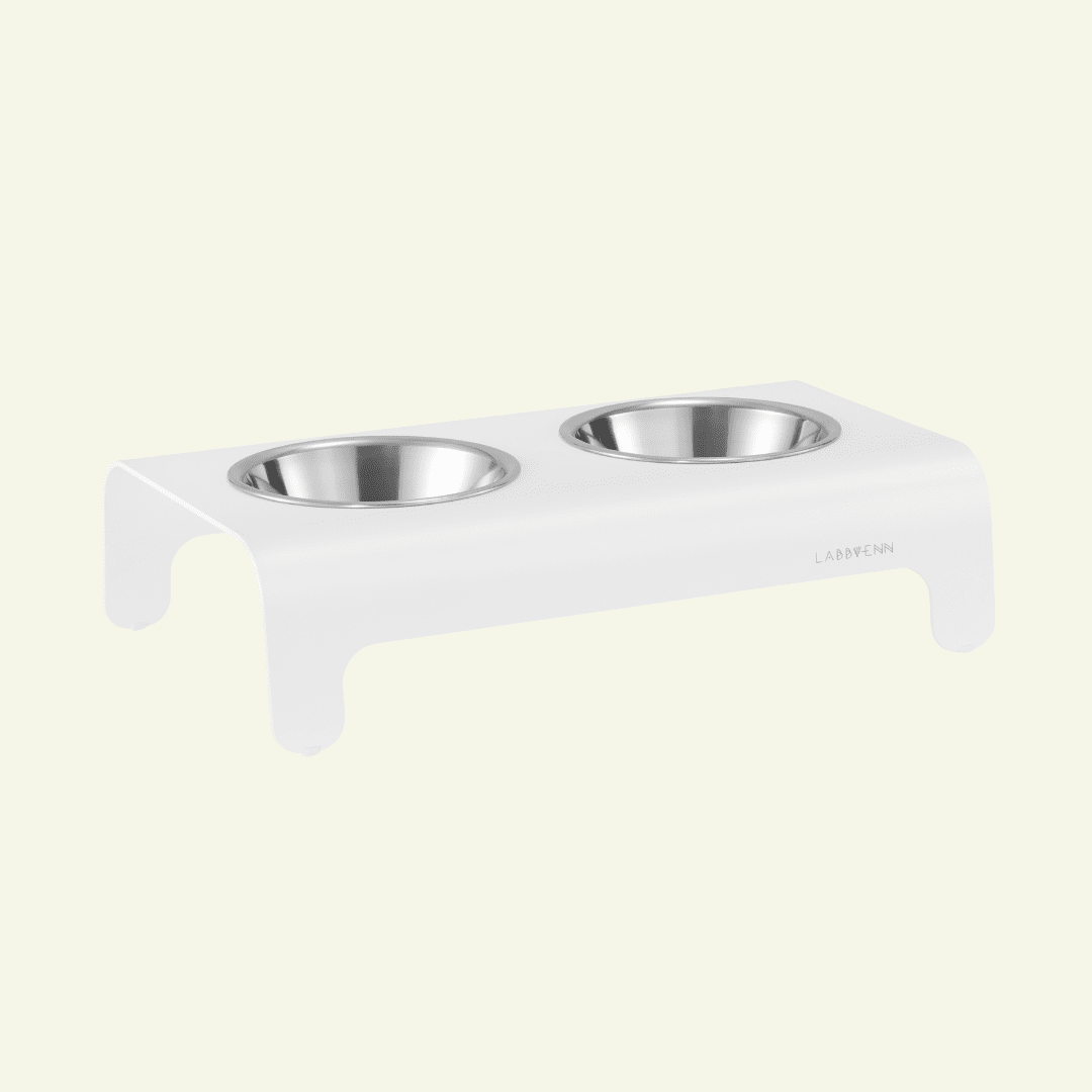 Rico | Double gamelle design pour chien - Jean - Poil - Blanc