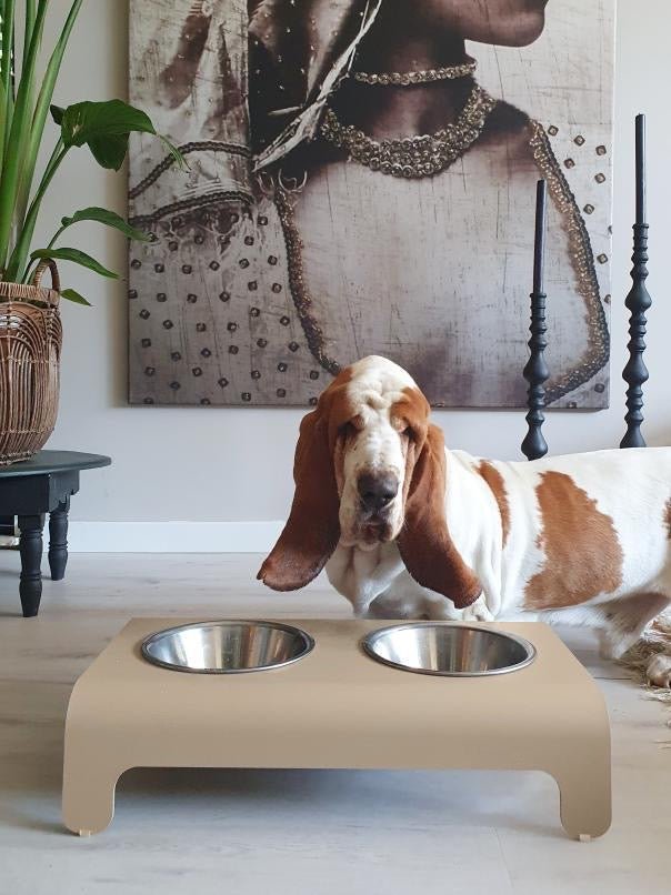 Rico | Double gamelle design pour chien - Jean - Poil - Gris
