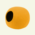 Risa | Grotte pour chat en feutre de laine naturelle- Jaune moutarde - Jean-Poil -