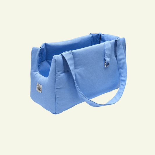 Sienne | Sac de transport en coton, coloris frais - fabrication artisanale - Jean - Poil - Bleu clair