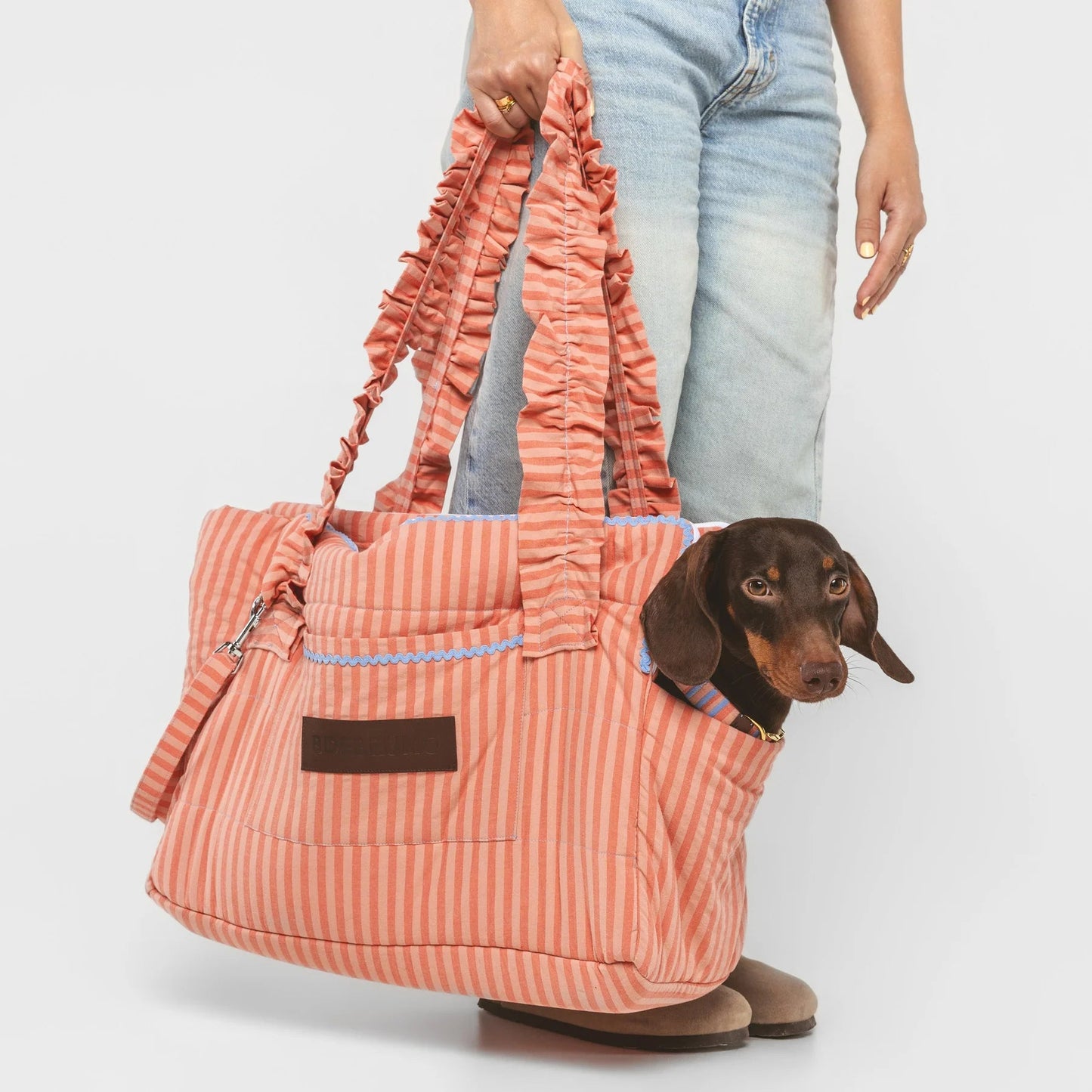 Sintra | Sac de transport pour chien & chat rayé orange, normé transports - Jean-Poil -